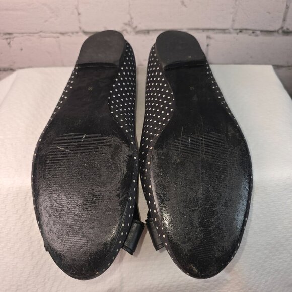 SHOES OF PREY BALLET FLATS BLACK WITH WHITE POLKA DOT BOW DETAIL SIZE 10 - Picture 3 of 8